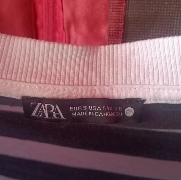 ZARA T-shirt striped long dress. Short sleeves with crew neck. Size S - Picture 5 of 6